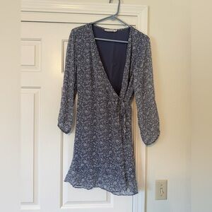 Abercrombie & Fitch Navy Floral Wrap Mini Dress